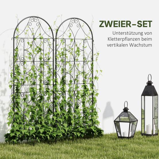 Lot 2 Treillis Métal Jardin Tuteur pour Plantes Grimpantes 50x150cm Noir - ComfortXL Outdoor Living - Image 4