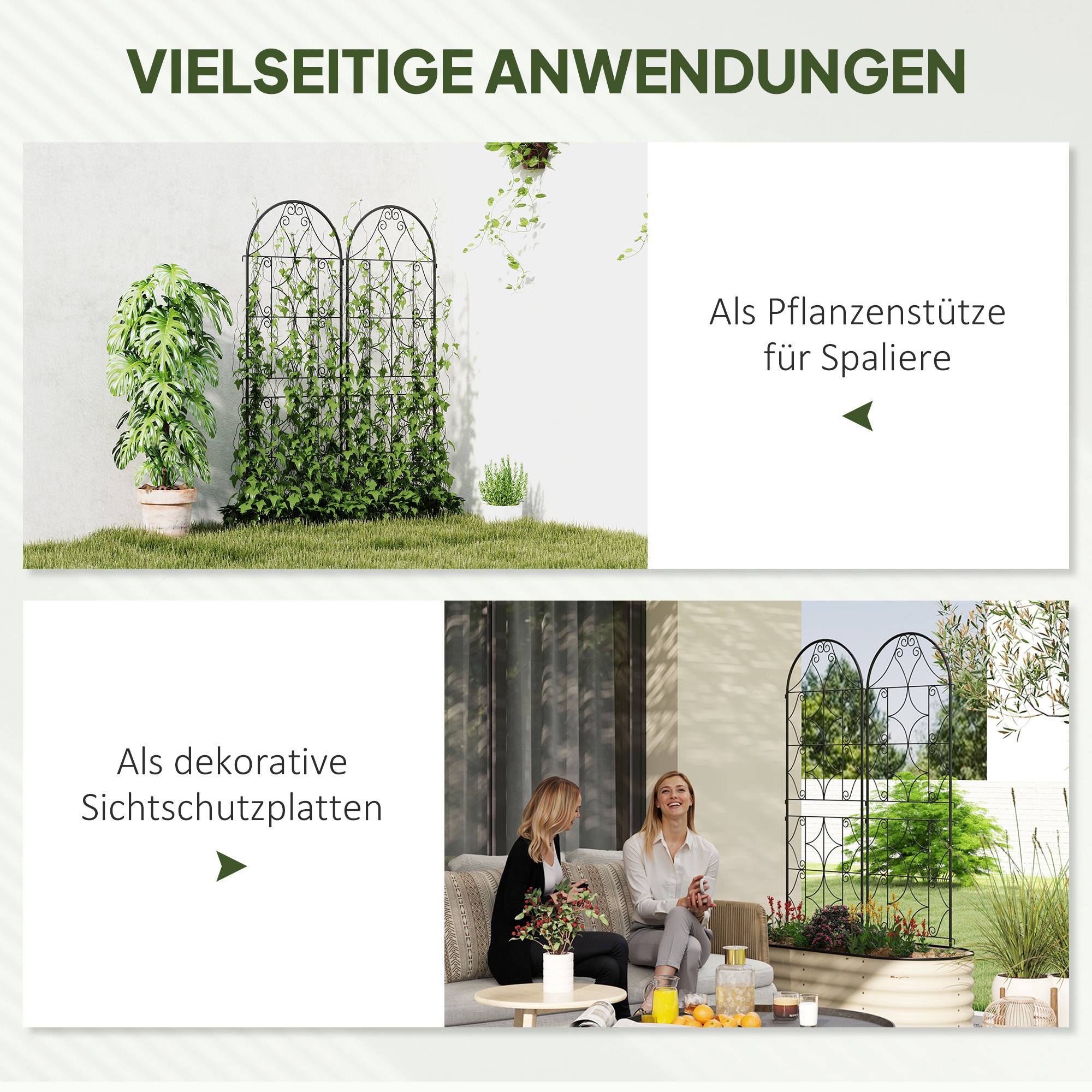 Lot 2 Treillis Métal Jardin Tuteur pour Plantes Grimpantes 50x150cm Noir - ComfortXL Outdoor Living - Image 6