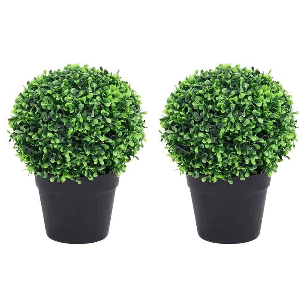Plantes de buis artificiel polyéthylène vert 23.5 x 23.5 x 32 cm - PANGIVO - Image 1