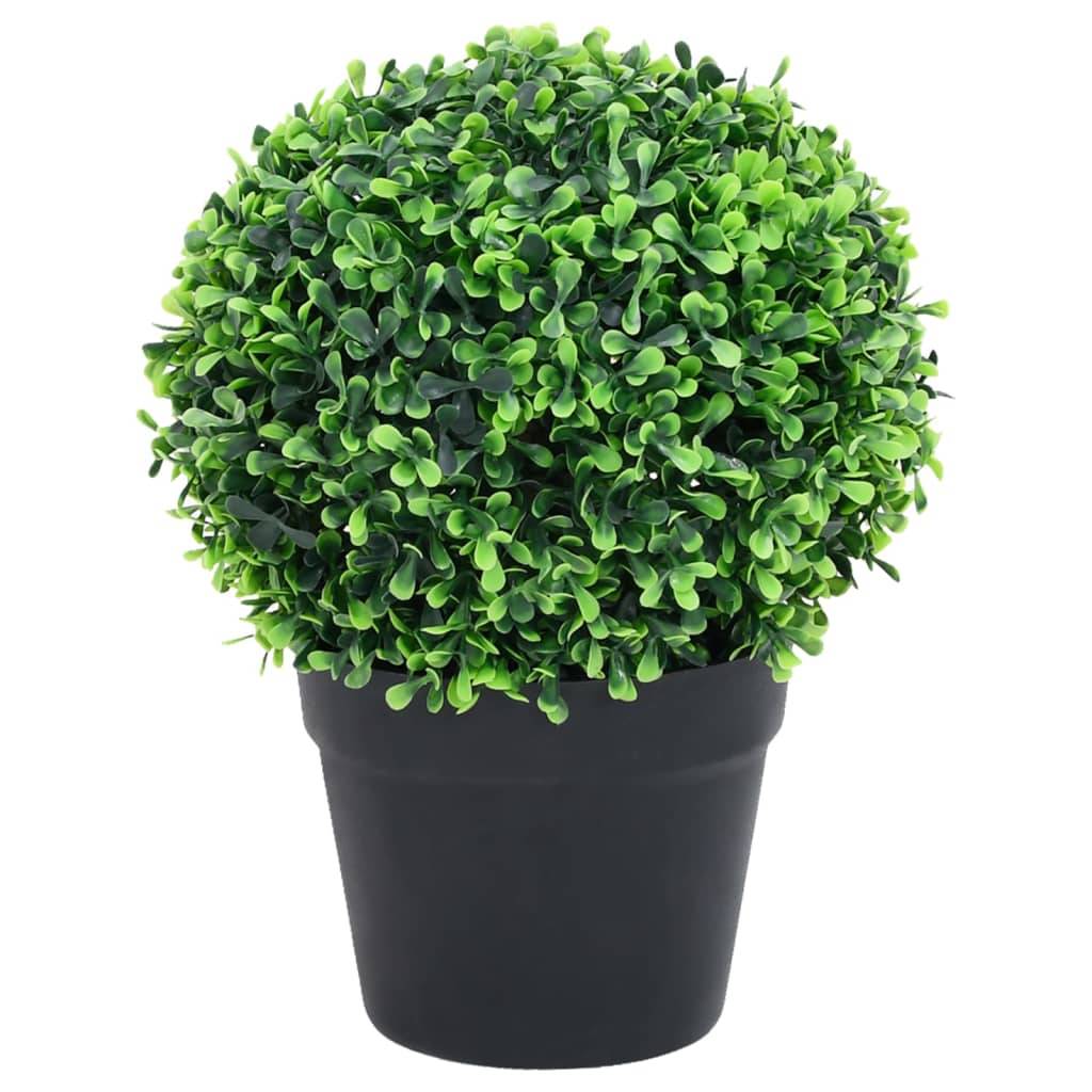 Plantes de buis artificiel polyéthylène vert 23.5 x 23.5 x 32 cm - PANGIVO - Image 2