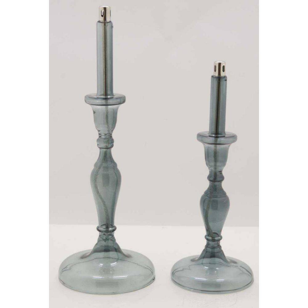 Bazardeluxe - Lampe à huile en verre smoké Candle avec huile de paraffine offerte 12 x 31.5 cm - Image 2
