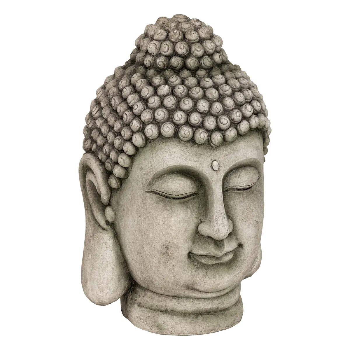 Statue Déco Extérieure "Tête de Bouddha" 60cm Gris