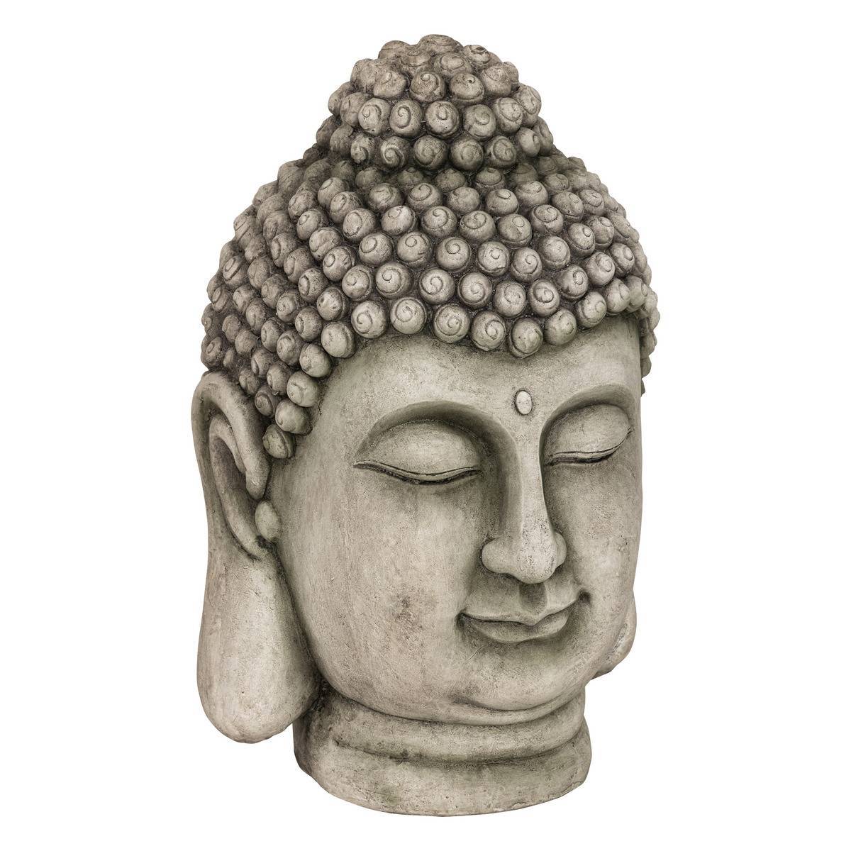 Atmosphera - Tête Bouddha déco extérieur H.60cm magnésie gris - Atmosphera Créateur d'intérieur - Image 2