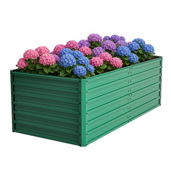 Carré potager surélevé métal jardin terrasse fond ouvert 190x90x64cm vert - ComfortXL Outdoor Living - Image 7