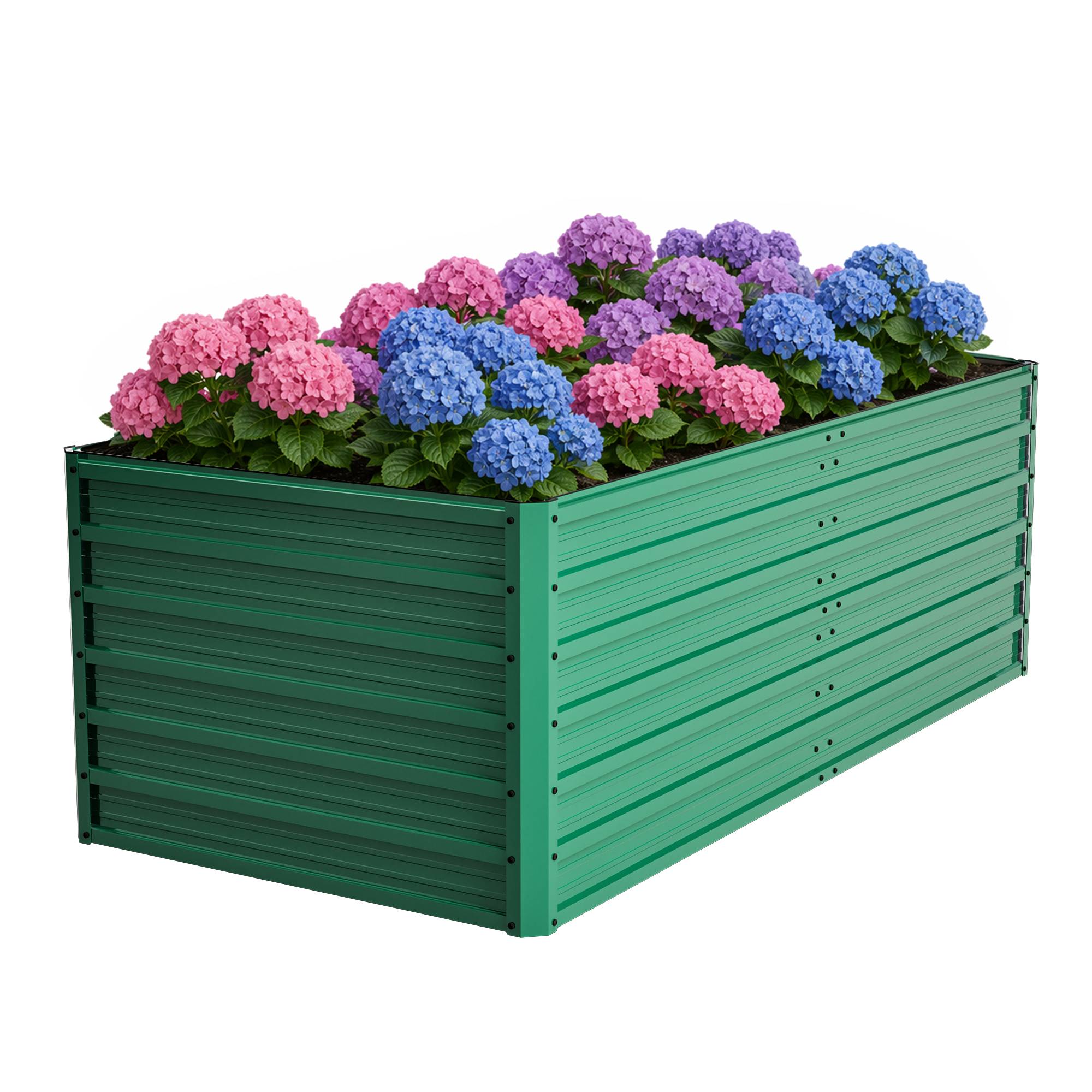 Carré potager surélevé métal jardin terrasse fond ouvert 190x90x64cm vert - ComfortXL Outdoor Living - Image 7