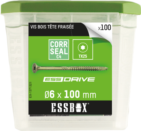 Vis ESSBOX SCELL-IT à bois - Ø6 mm x 100 mm - Boite de 100 - EX-1371321