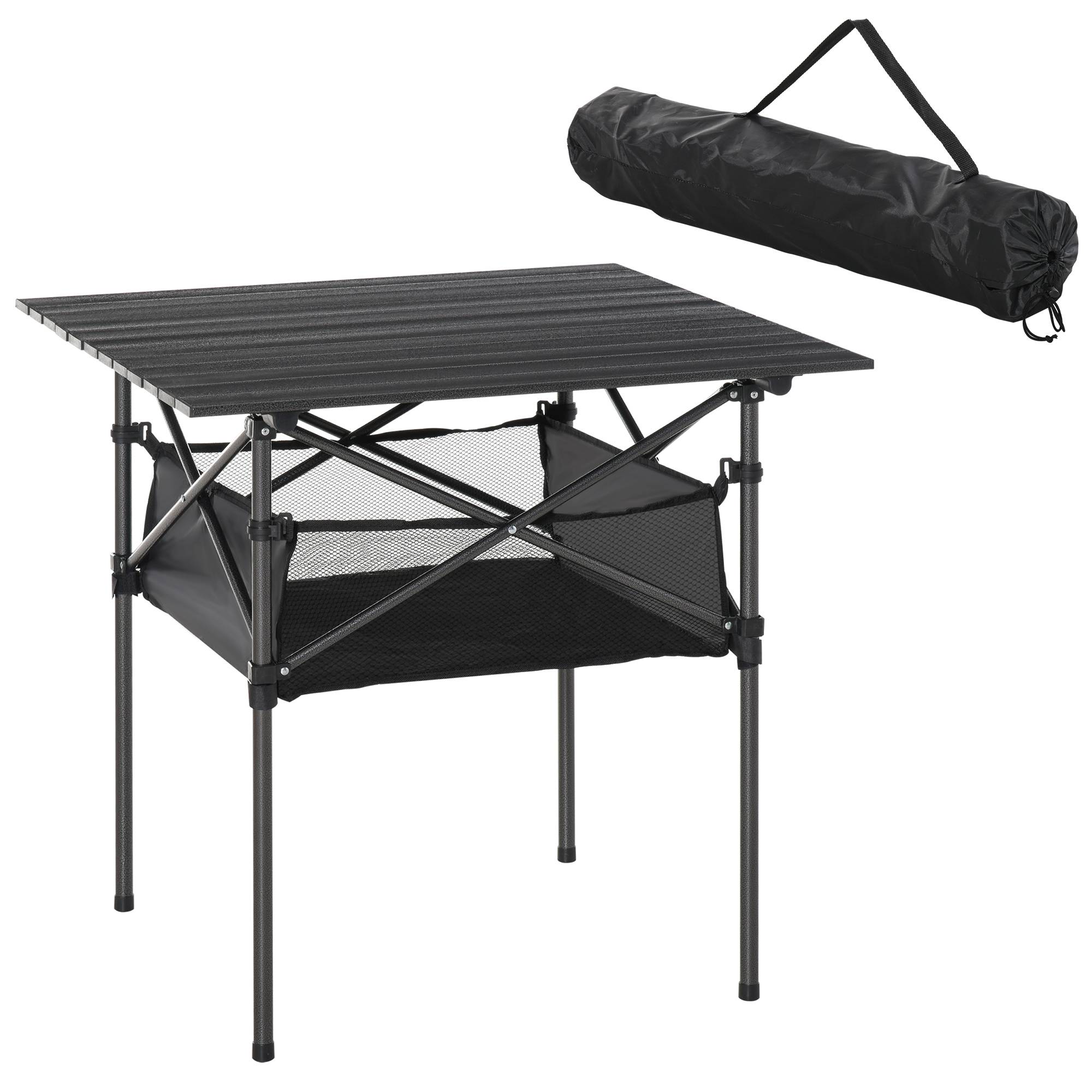 Table de camping pliante aluminium noir 70 x 70 x 69 cm - PANGIVO - Image 1