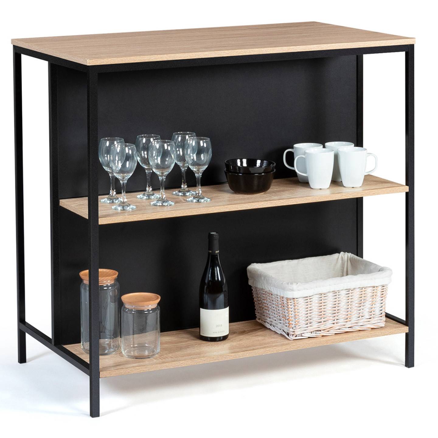 Ensemble table de bar îlot DETROIT et 2 tabourets design industriel - Image 5