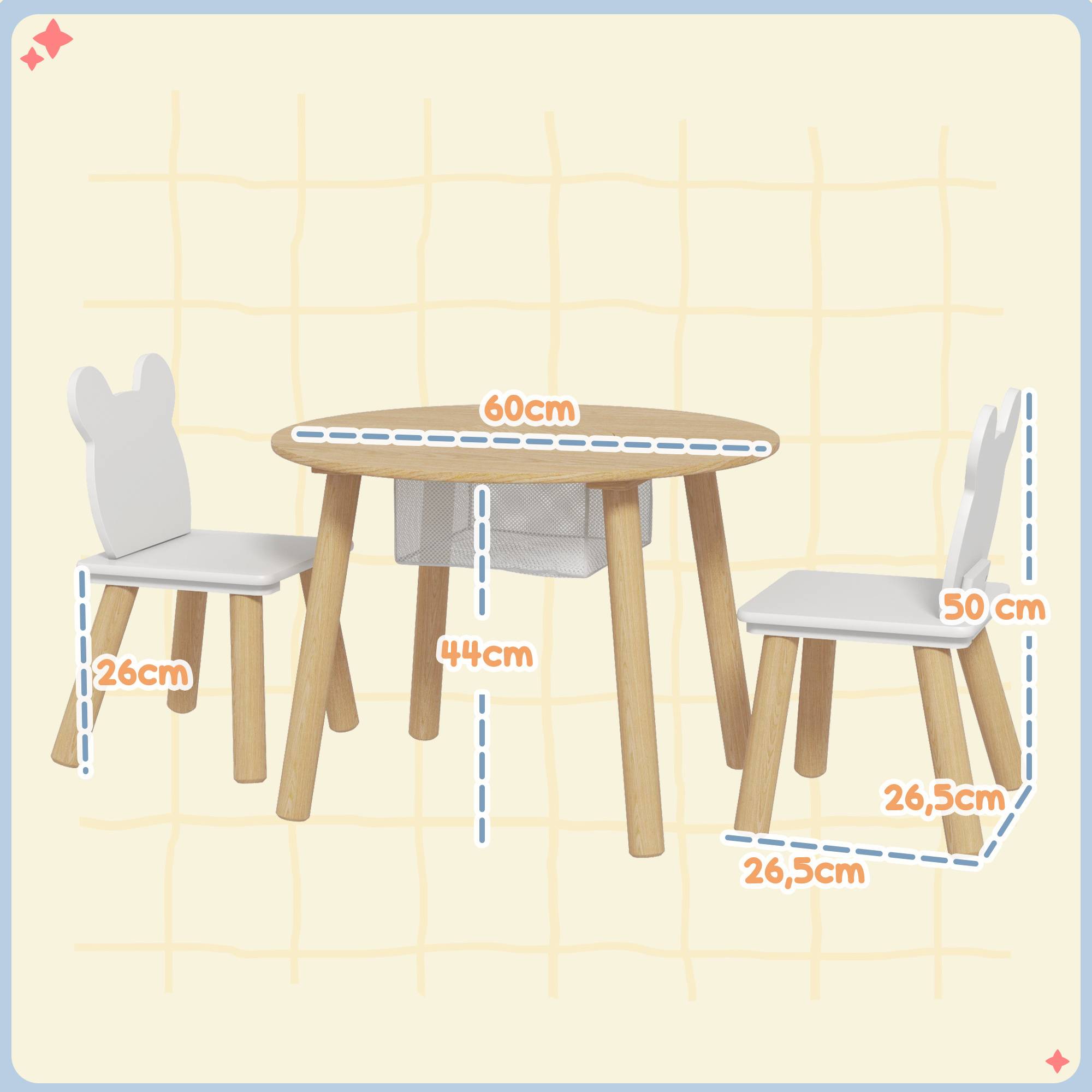 Ensemble 1 table ronde et 2 chaises enfant 3 pièces dossier ours, activités bricolage repas, 3-6 ans - Image 5