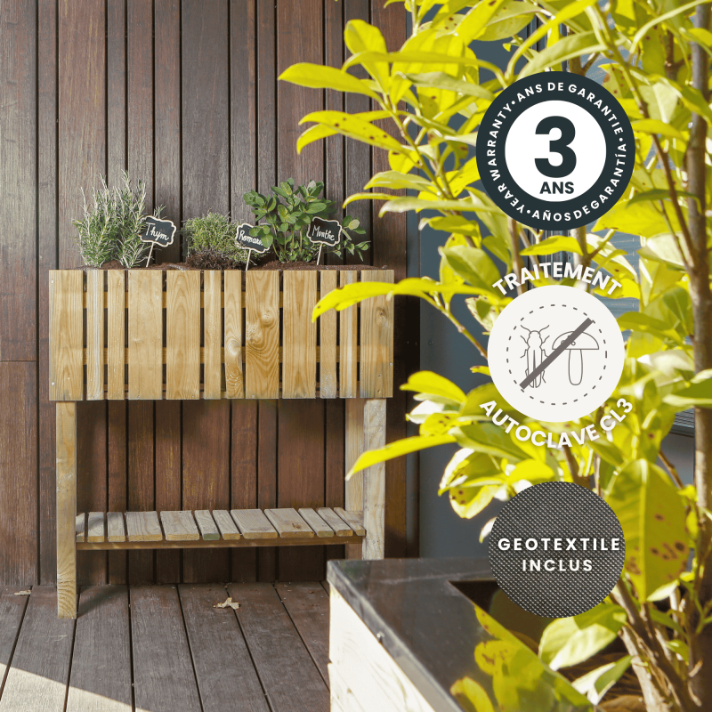 Jardipolys - Carré potager VERTIKAL SURÉLEVÉ - 79 x 29 x 79 cm - 3 bacs plastiques noirs Jardipolys - Image 3