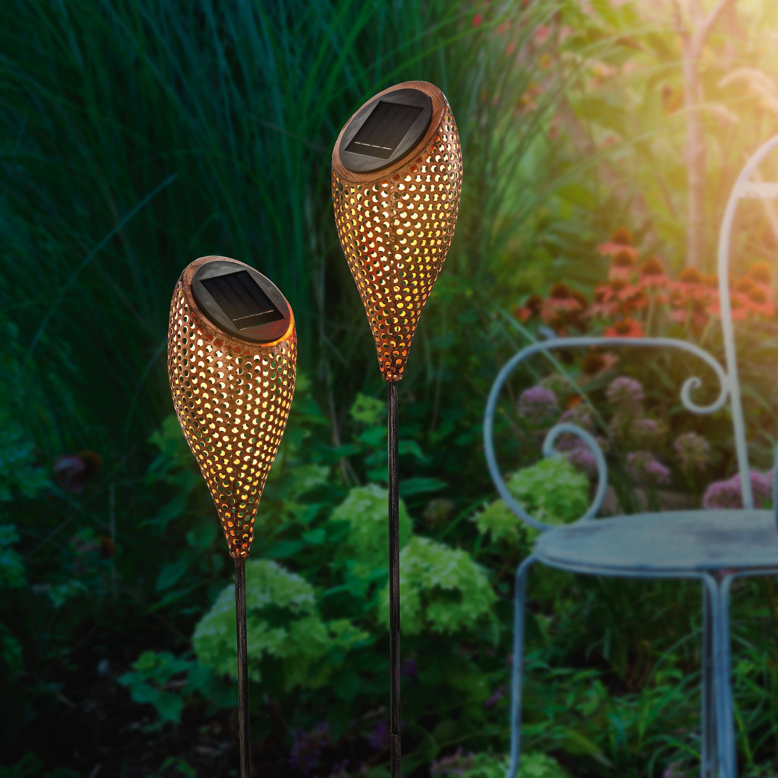 Fiche solaire esotec pour l'extérieur Messina SET de 2 fiches LED pour jardin extérieur 102371 - Image 1
