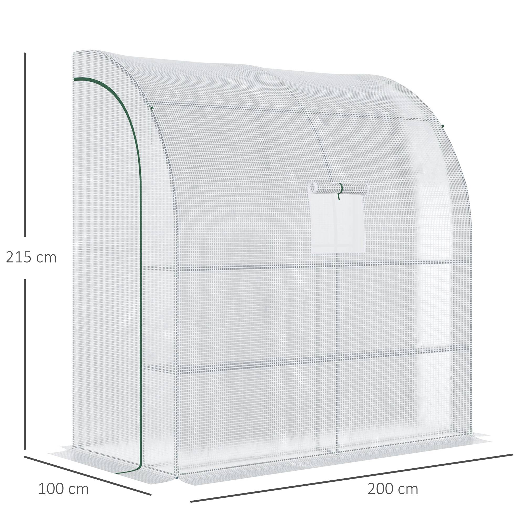 ComfortXL - Serre adossée jardin PE et acier 200 x 100 x 215 cm blanc et vert étagères et aération - ComfortXL Outdoor Living - Image 5