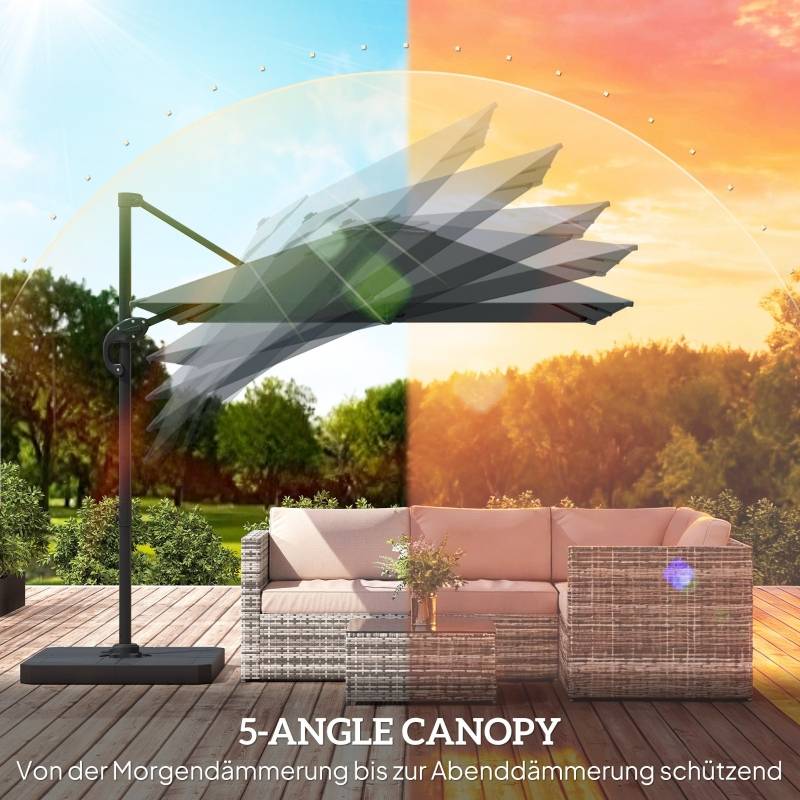 Parasol déporté aluminium jardin inclinable rotatif 360° 244x244cm gris foncé - ComfortXL Outdoor Living - Image 8