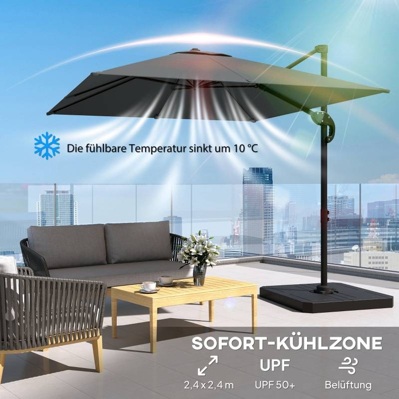 Parasol déporté aluminium jardin inclinable rotatif 360° 244x244cm gris foncé - ComfortXL Outdoor Living - Image 5
