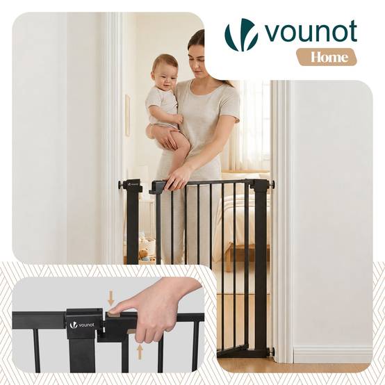 Vounot - Barriere de securite a pression sans percage Largeur 75-82cm Metal noir - Image 4