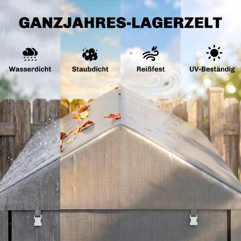 ComfortXL - Abri de jardin toile PE acier galvanisé 120 x 179 x 165 cm gris clair rangement vélos - ComfortXL Outdoor Living - Image 4