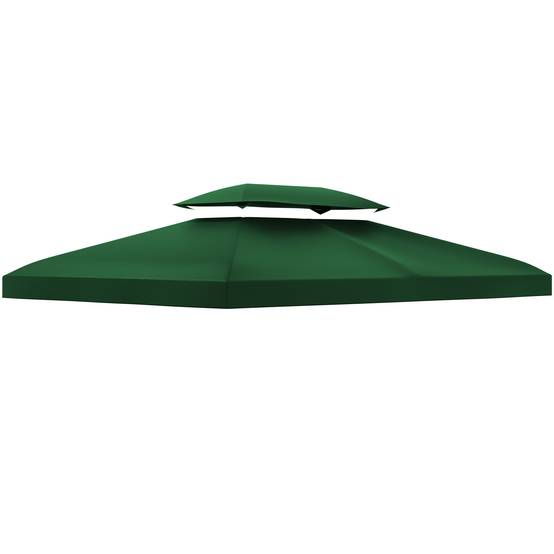 Toile de rechange pour tonnelle polyester jardin terrasse toit double aéré 3x4m vert - ComfortXL Outdoor Living - Image 2