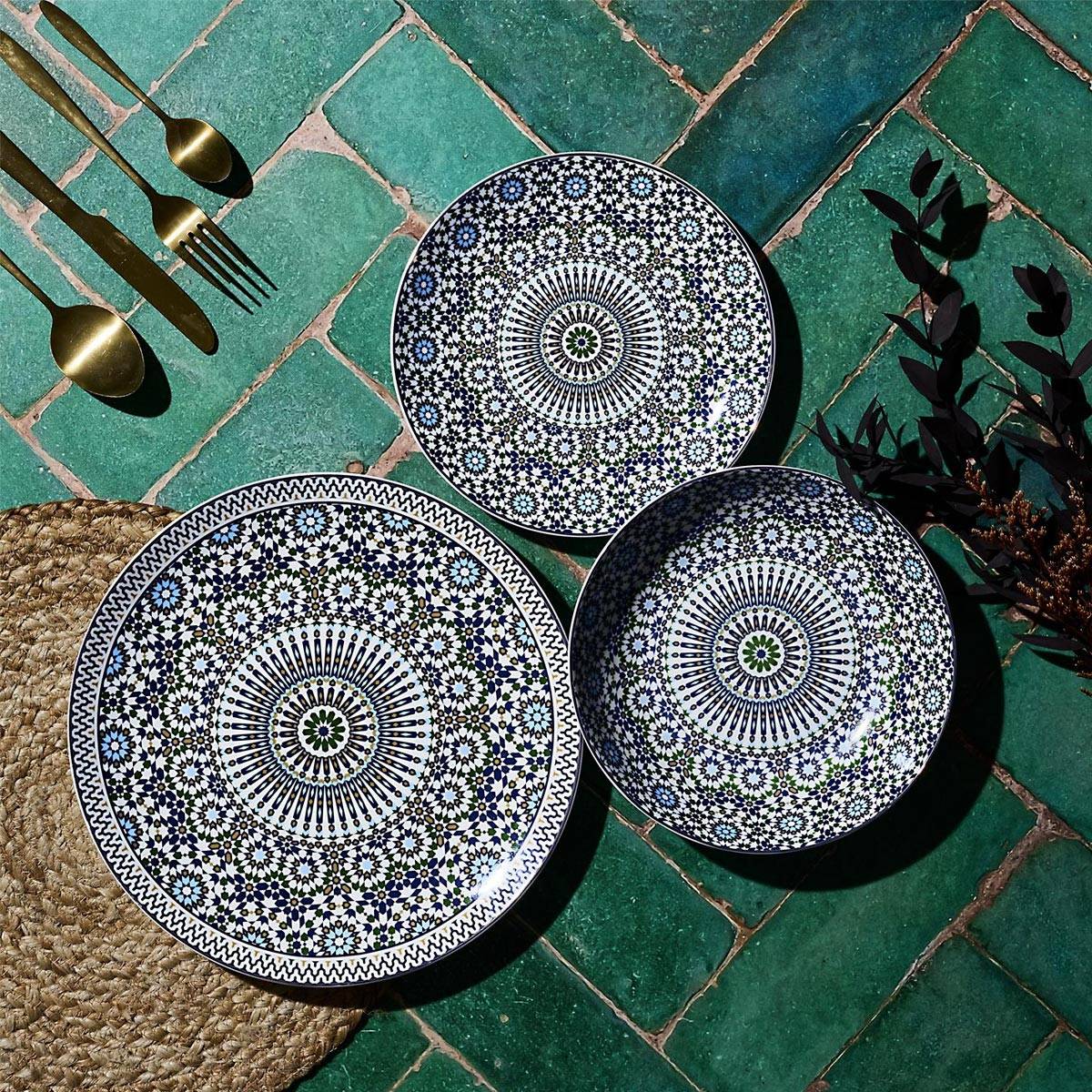 The Home Deco Factory - Lot de 6 Assiettes Creuses "Sana" 20cm Multicolore - Image 3