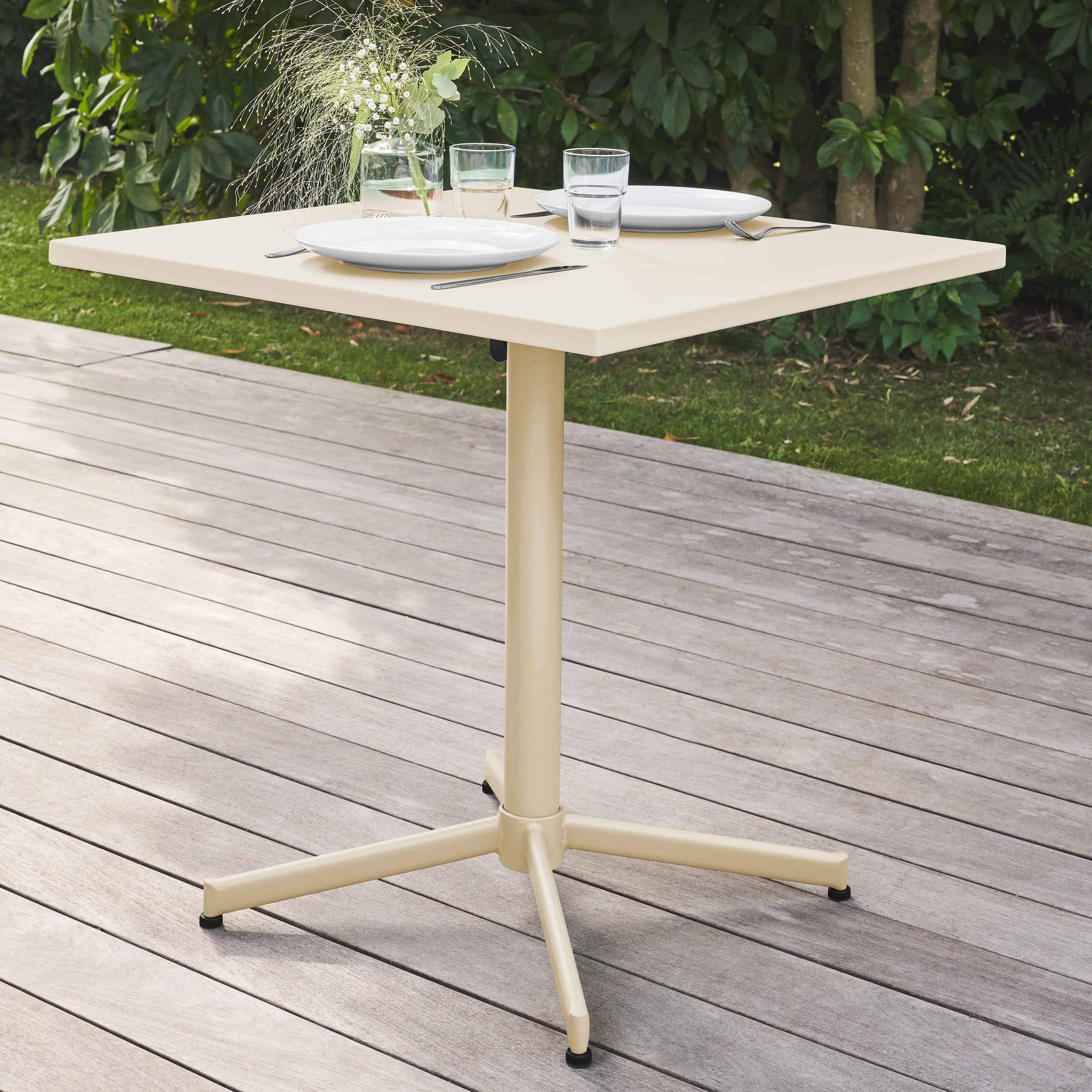 Oviala - Ensemble table carré et 4 chaises en métal ivoire Palavas - Oviala - Image 3