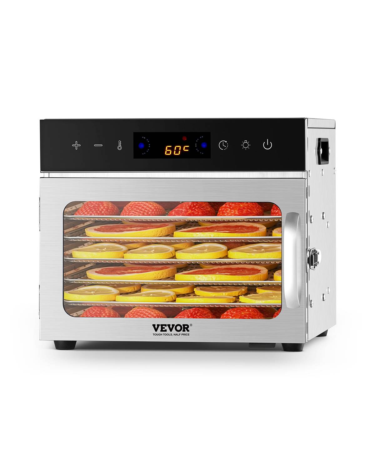 Vevor - VEVOR Déshydrateur alimentaire 6 plateaux inox 400W, T° régl., minuterie 24h, viande/fruits/légumes. - Image 1