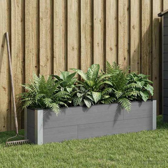 ComfortXL - Bac potager jardin WPC aluminium extérieur plantes fleurs 150x36cm gris - ComfortXL Outdoor Living - Image 1