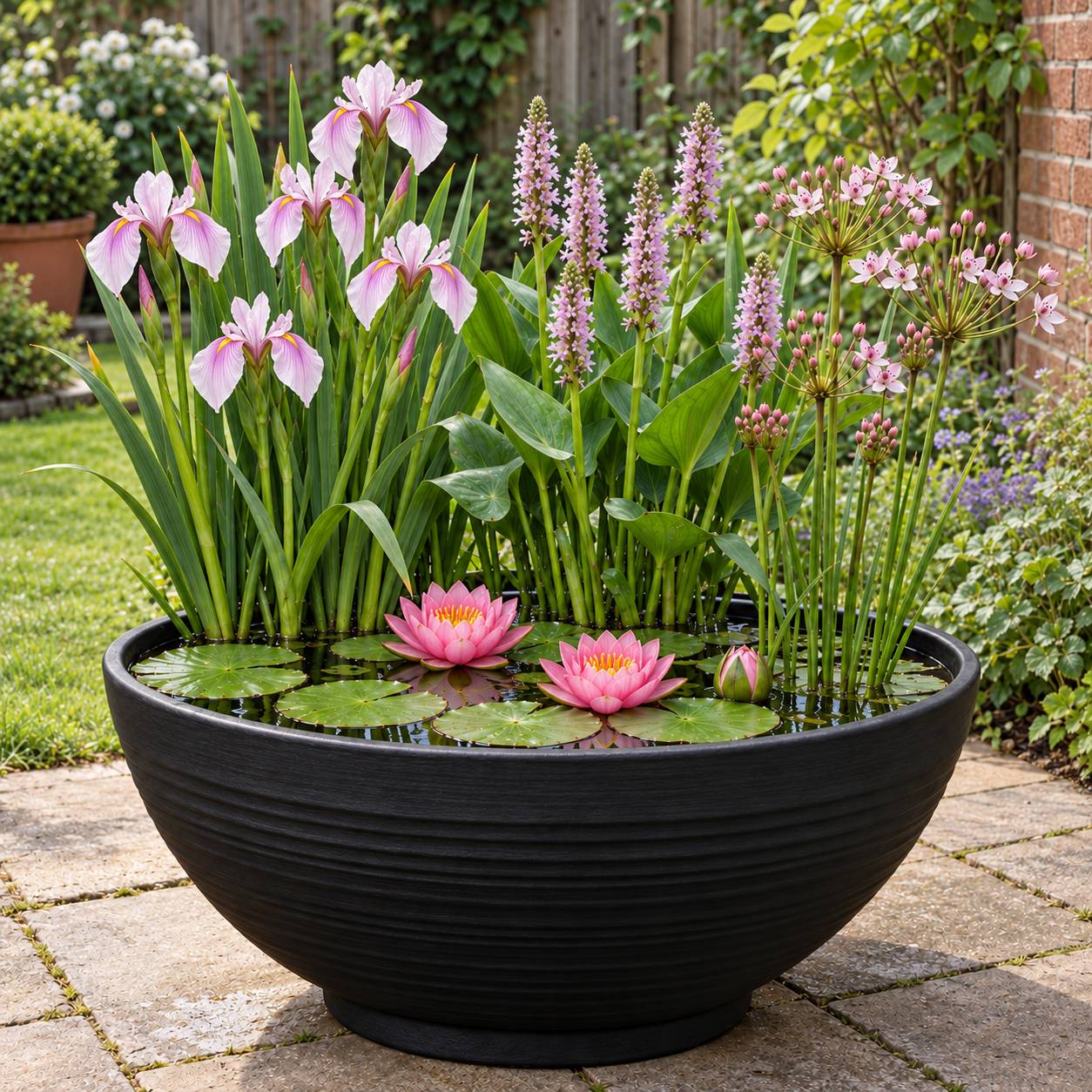 0 - Mini Plantes Bassin Set Rose - 4 Plantes Panier Substrat Engrais - Image 2
