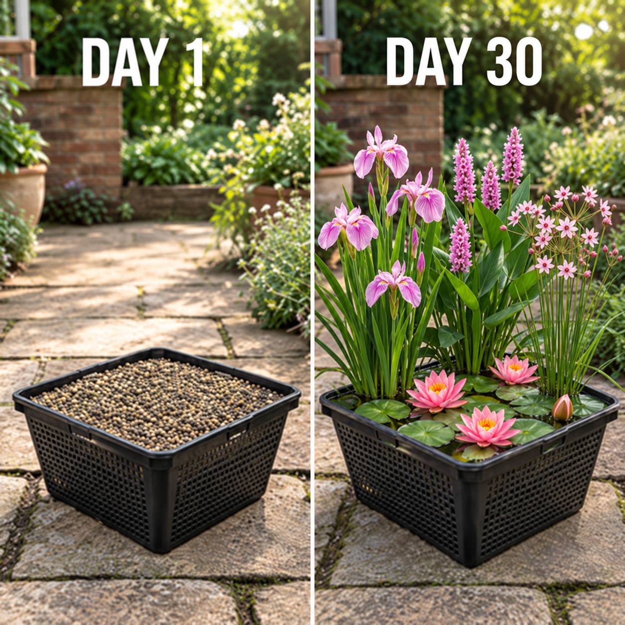 0 - Mini Plantes Bassin Set Rose - 4 Plantes Panier Substrat Engrais - Image 4