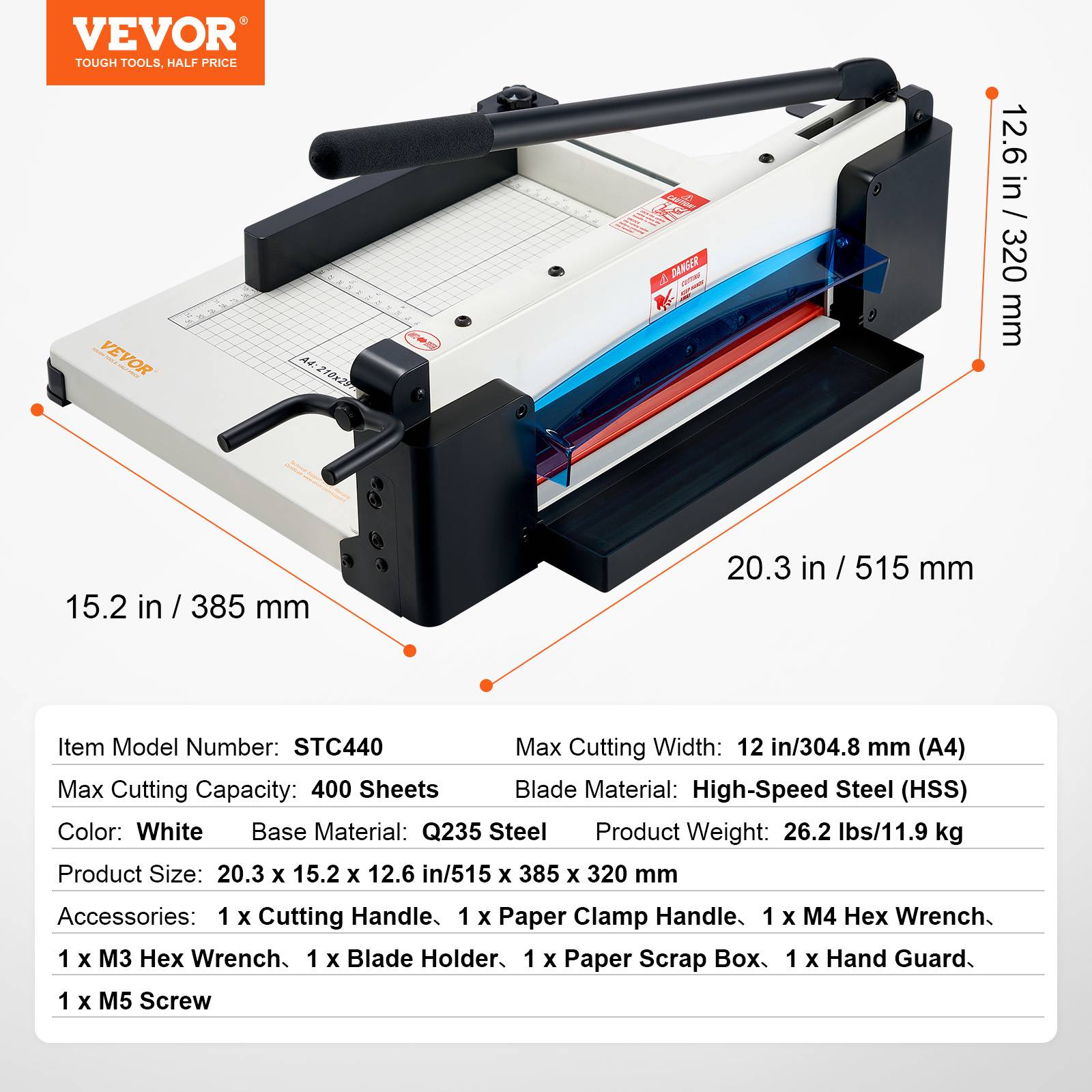 Voluker Massicot A4 Coupe 12 Feuilles - Rogneuse Papier Bureau École Loisirs Créatifs Noir