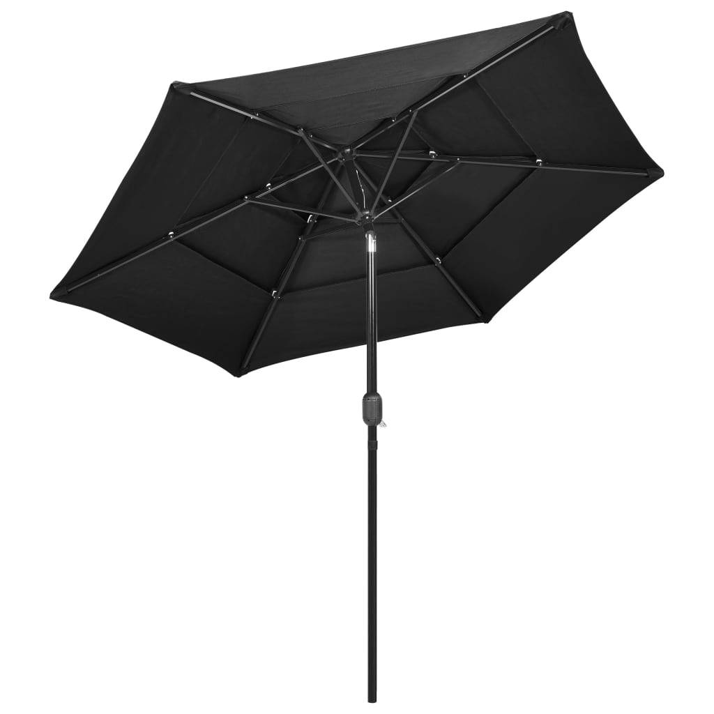 Helloshop26 - Parasol à 3 niveaux avec mât en aluminium 2,5 m anthracite - Image 3