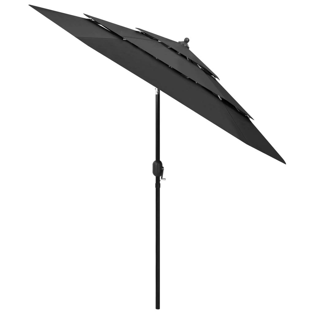 Helloshop26 - Parasol à 3 niveaux avec mât en aluminium 2,5 m anthracite - Image 2