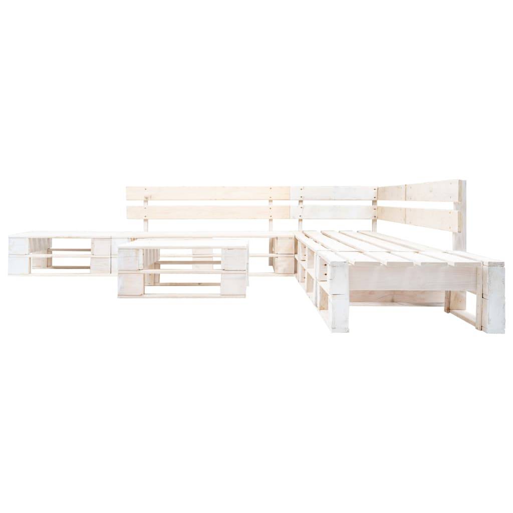 ComfortXL - Grand Salon de Jardin Palette en Bois Modulable 6 Pièces pour Terrasse Blanc – ComfortXL Outdoor Living - Image 2