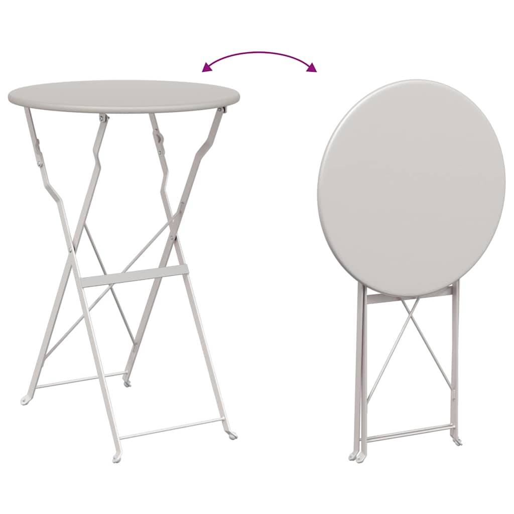 Maison Chic - Table de jardin | Table bistrot Beige Ø 50 x 71 cm Acier revêtu de poudre - Image 9