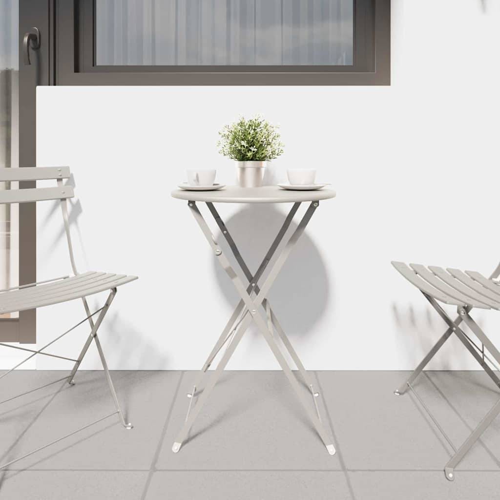 Maison Chic - Table de jardin | Table bistrot Beige Ø 50 x 71 cm Acier revêtu de poudre - Image 3