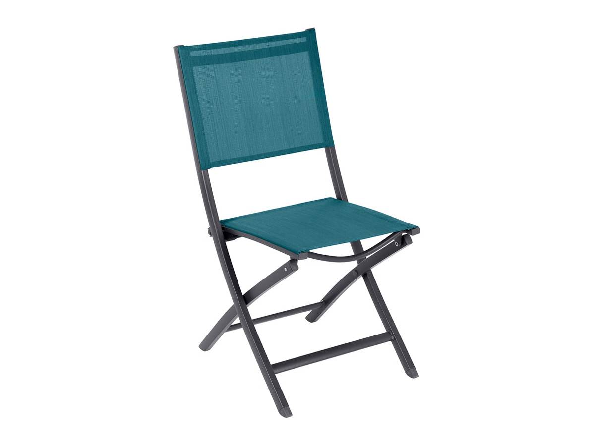 Hesperide - Lot de 4 chaises de jardin en aluminium pliables Bleu Canard Essentia - Hespéride - Image 4