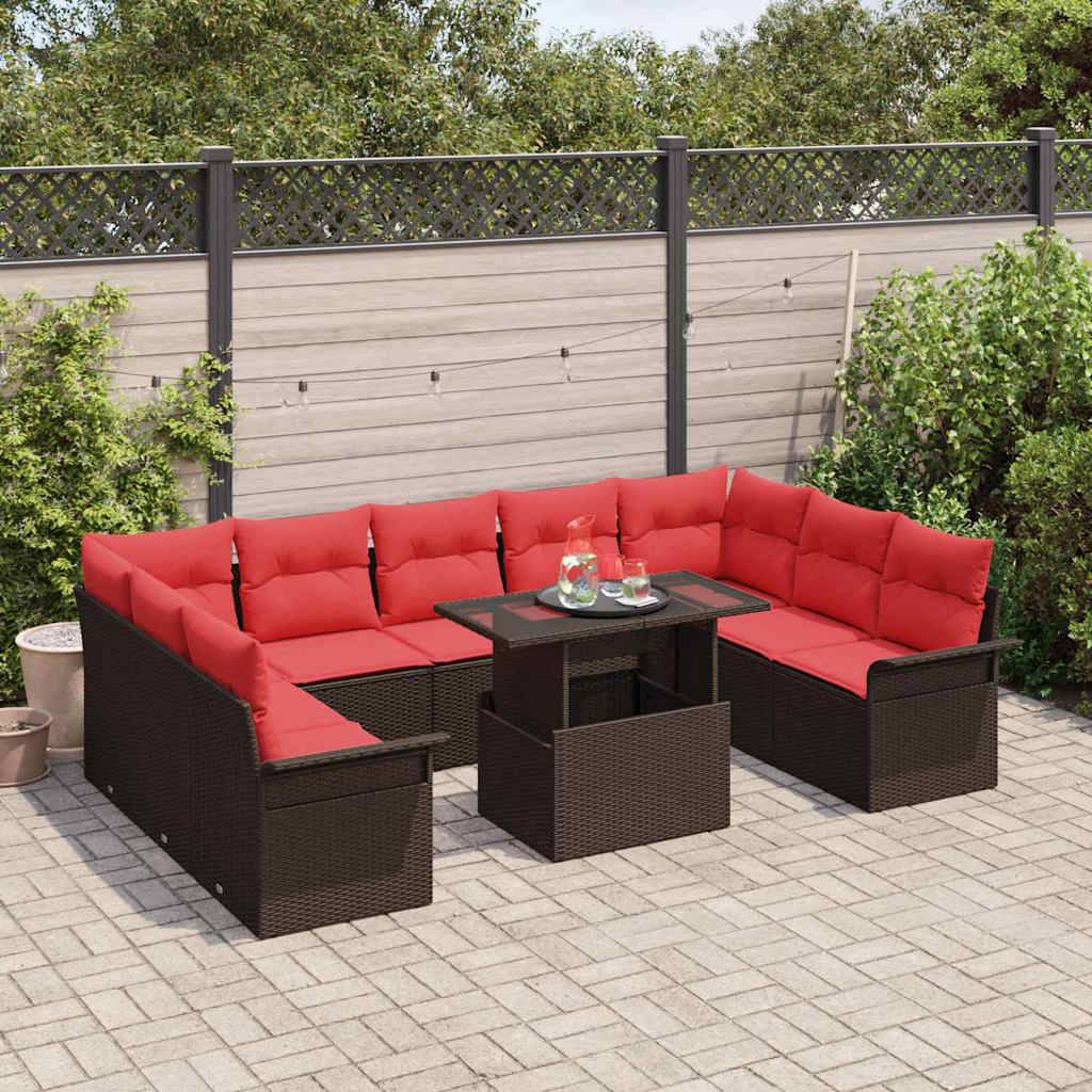 Vidaxl - Ensemble de canapé de jardin 10 pcs Marron Poly rotin vidaXL 3348350 - Image 4