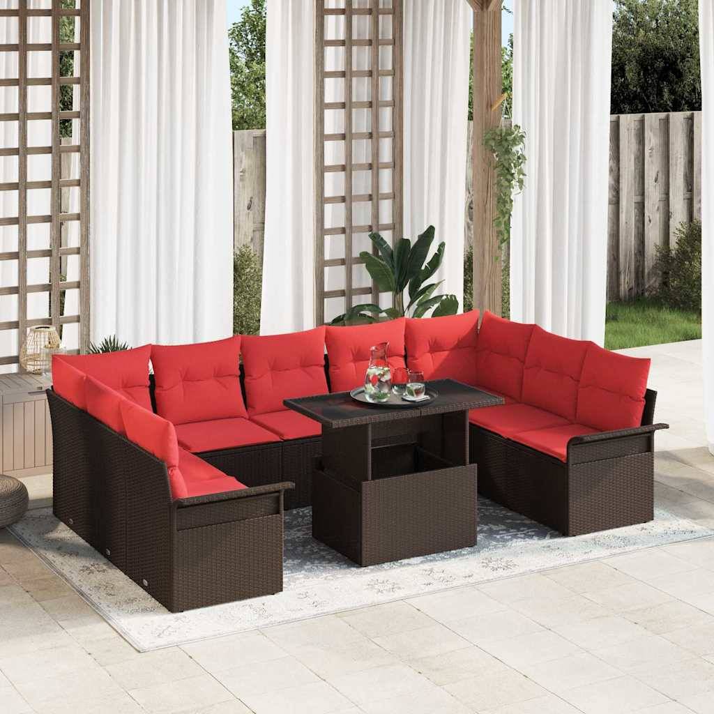 Vidaxl - Ensemble de canapé de jardin 10 pcs Marron Poly rotin vidaXL 3348350 - Image 1