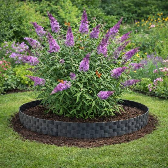 Bordure de pelouse aspect rotin anthracite 8x80 cm – Bordure jardin plastique clipsable, séparation massif gazon - Image 6