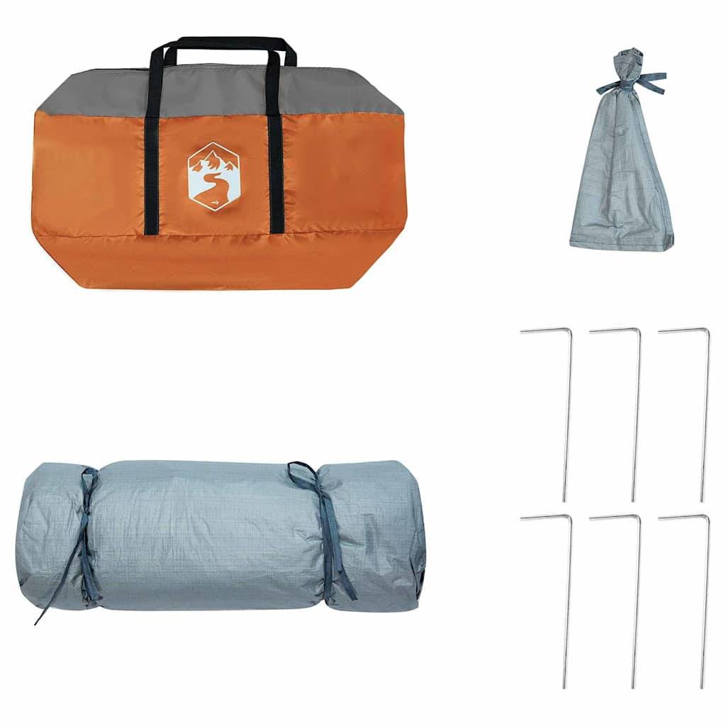 Chambre Intérieure de Tente 6 Personnes Taffetas Ventilée pour Abri de Jardin Gris et Orange – ComfortXL Outdoor Living - Image 8