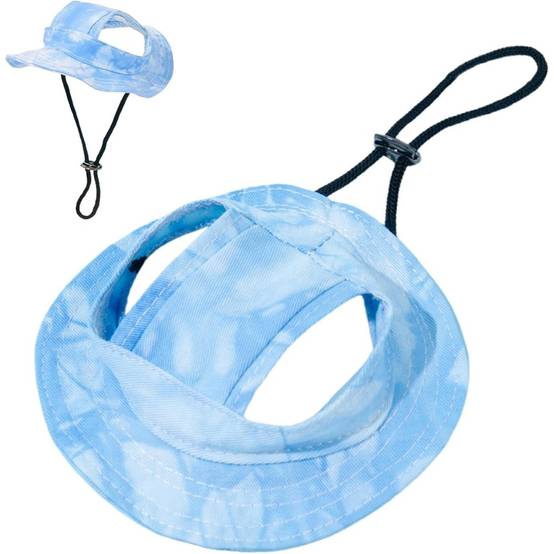 Chapeau de princesse pour chien - Bord large, réglable - Protection solaire - Taille unique (3-5,5 kg) -bleu- Living123 - Image 3