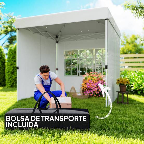 Tente pliante pop-up 2,5 x 2,5 m avec 4 parois latérales anti-UV, hauteur réglable et sac de transport, blanche - Image 9