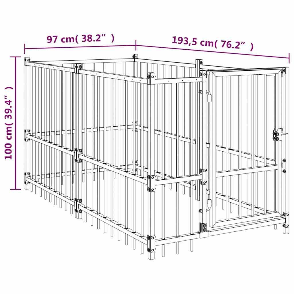 Vidaxl - Chenil pour chien Noir 193,5x97x100 cm Acier vidaXL 171627 - Image 8