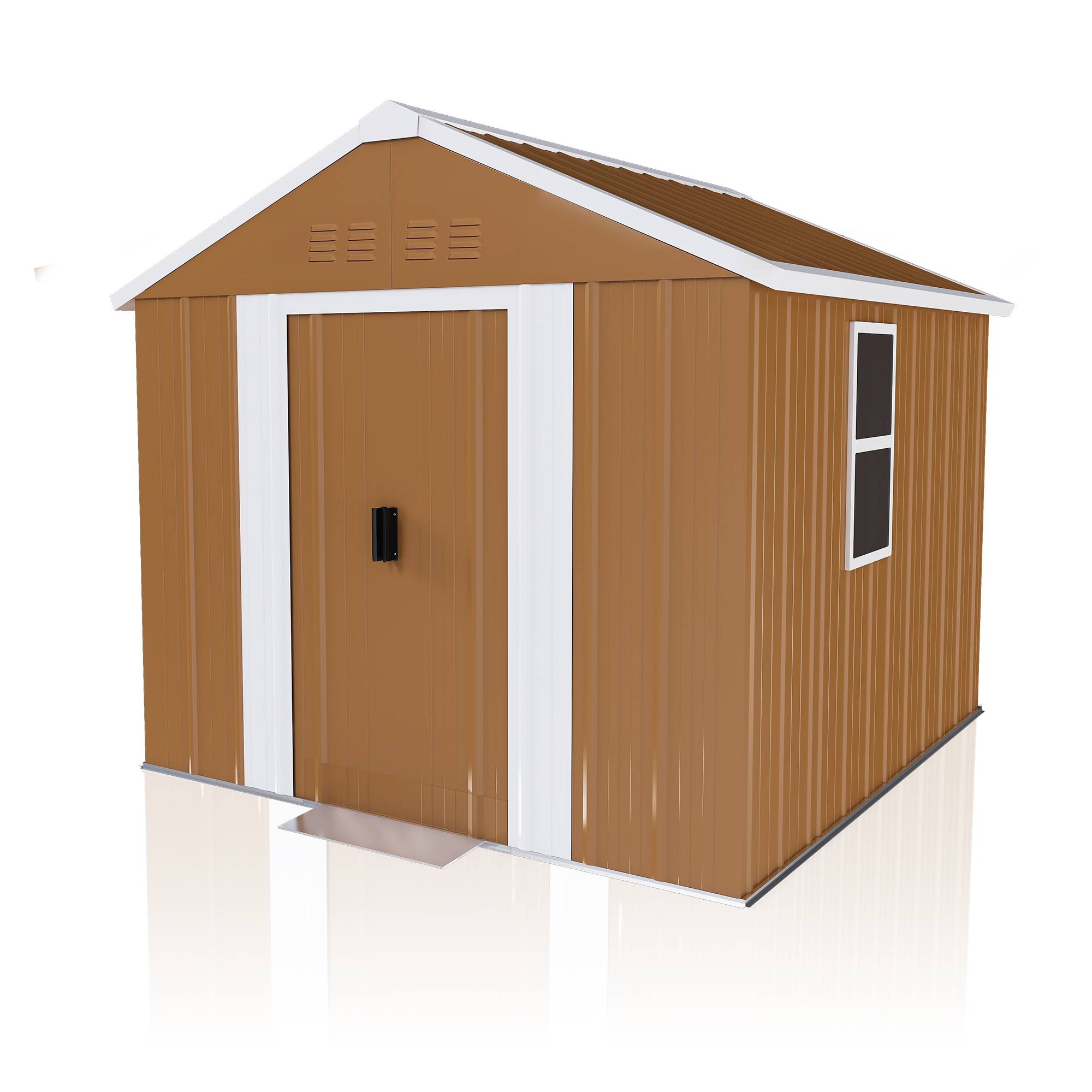 ComfortXL - Abri de jardin en métal pour outils et vélos porte verrouillable 184 x 116 x 194 cm brun - ComfortXL Outdoor Living - Image 2