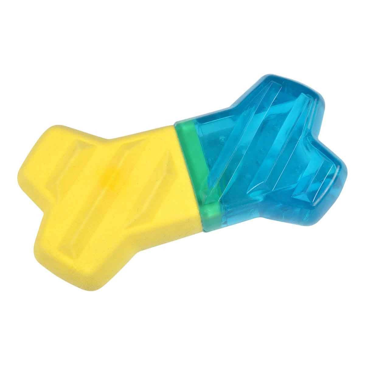Love Story - Jouet pour Chien Givré "Os" 13cm Bleu & Jaune