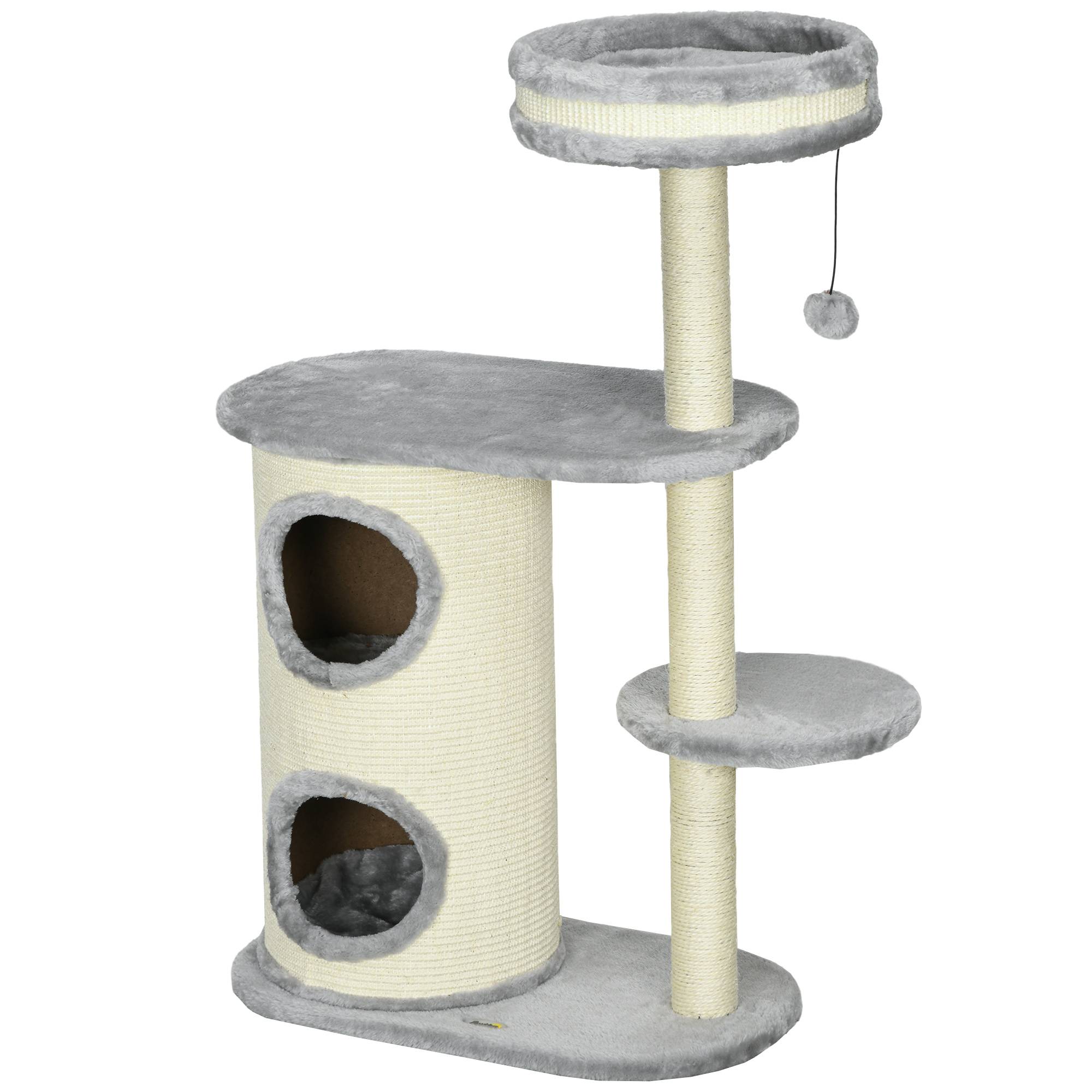 Arbre à chat sisal et peluche gris 59 x 35 x 100 cm - PANGIVO - Image 2