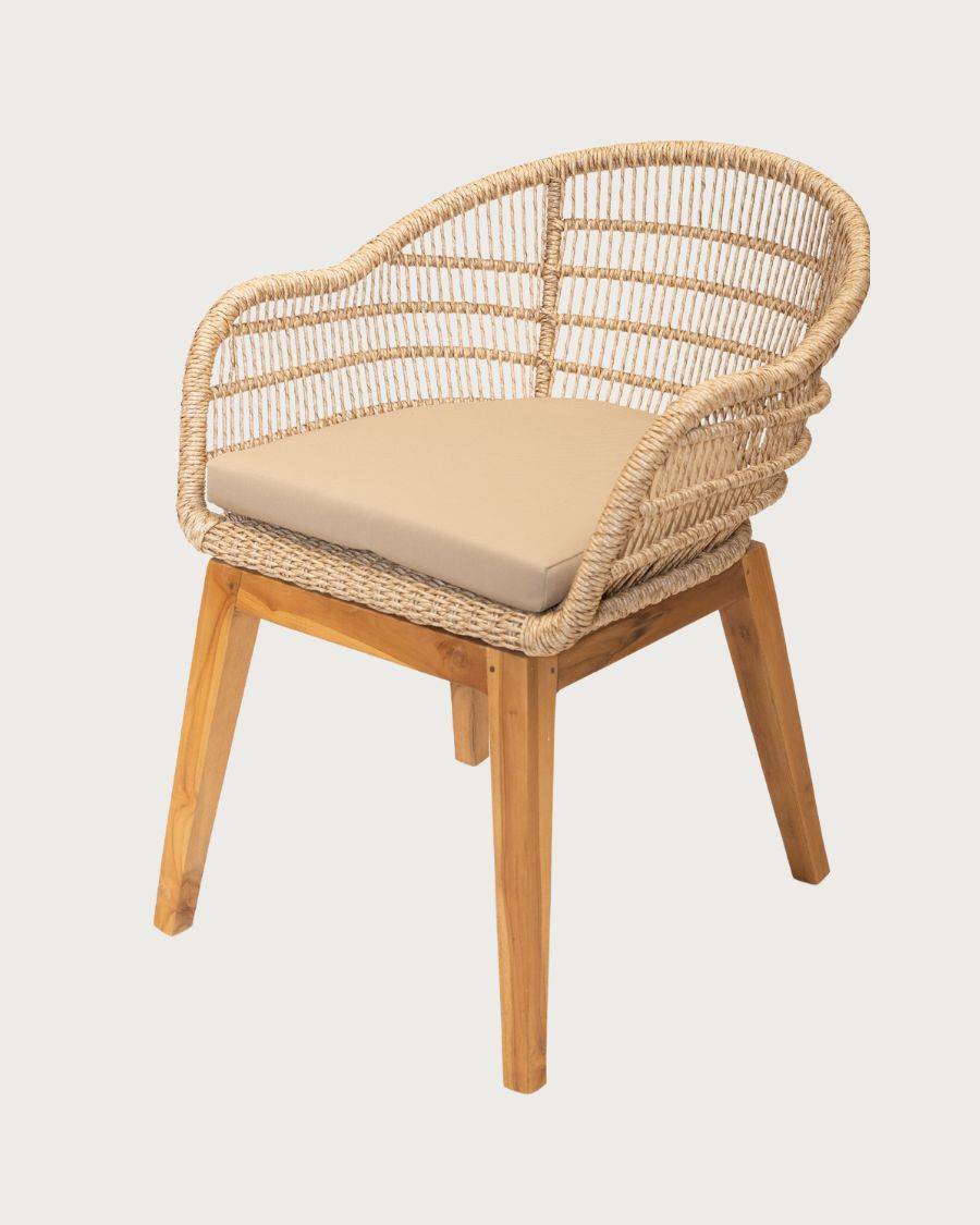 Maelie - Lot de 2 chaises Maelie en teck massif et corde beige - UNIQKA - Image 3