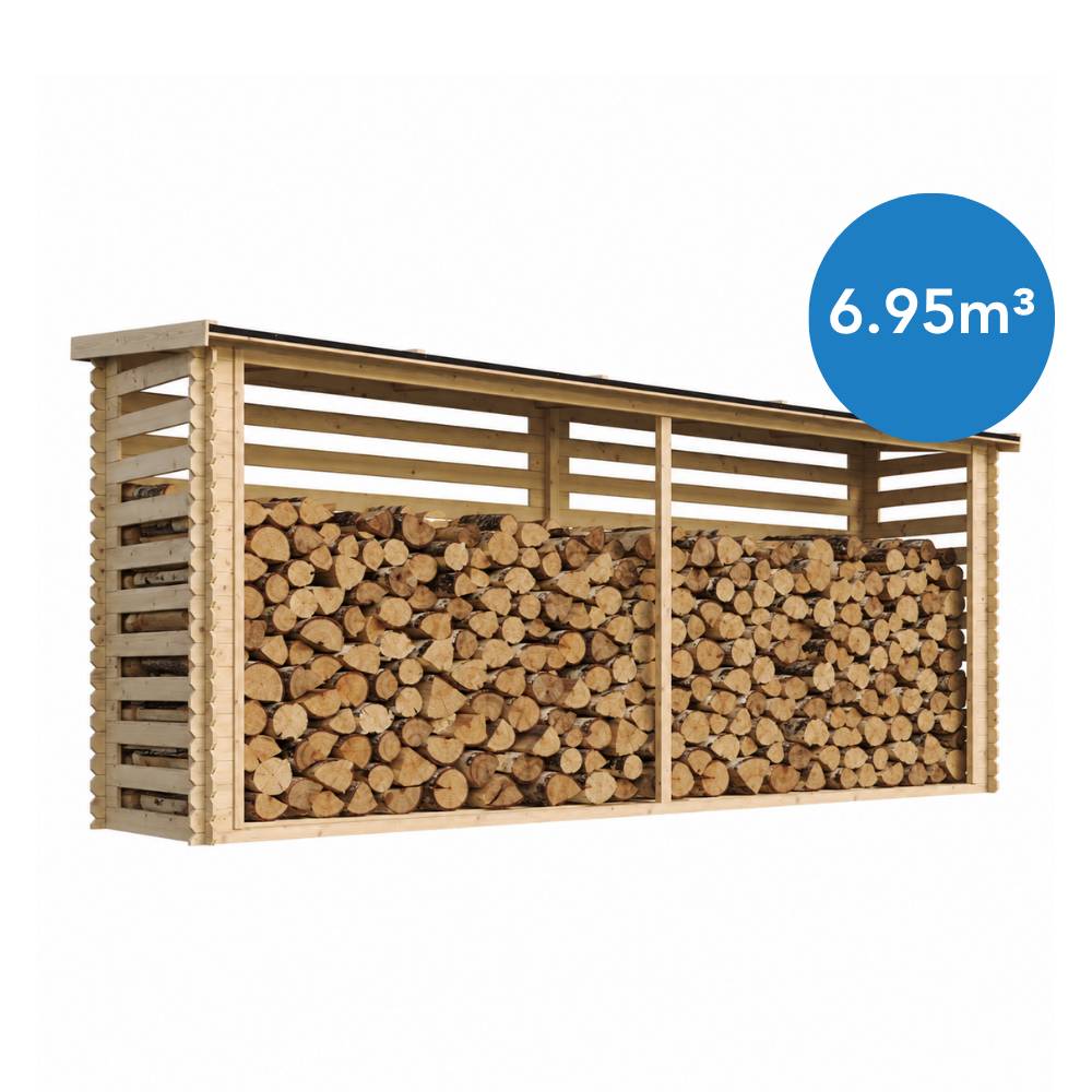 Timbela - Abri à bûches l112xL458xH199 cm/ 4 m² - Abri De Stockage Du Bois et range bûches extérieur - 19 mm d’épaisseur - Timbela M203 - Image 3