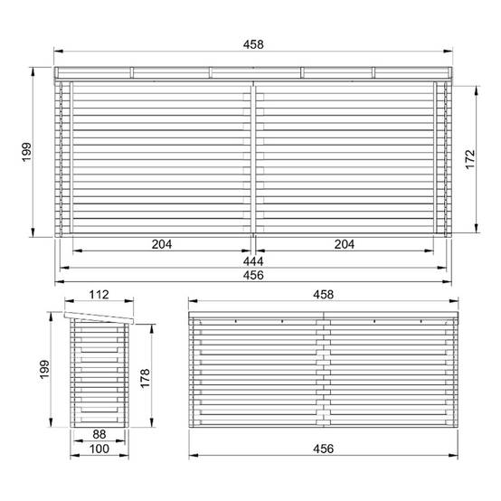 Timbela - Abri à bûches l112xL458xH199 cm/ 4 m² - Abri De Stockage Du Bois et range bûches extérieur - 19 mm d’épaisseur - Timbela M203 - Image 6