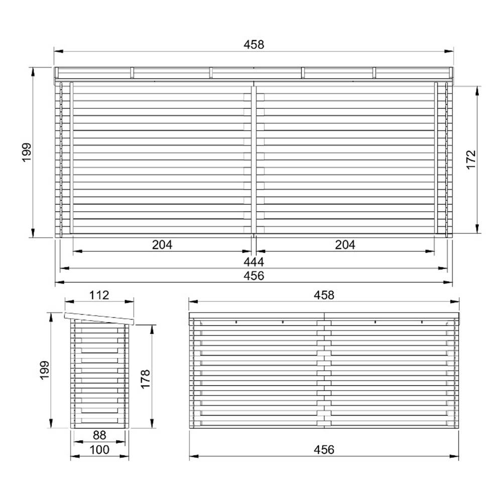Timbela - Abri à bûches l112xL458xH199 cm/ 4 m² - Abri De Stockage Du Bois et range bûches extérieur - 19 mm d’épaisseur - Timbela M203 - Image 6