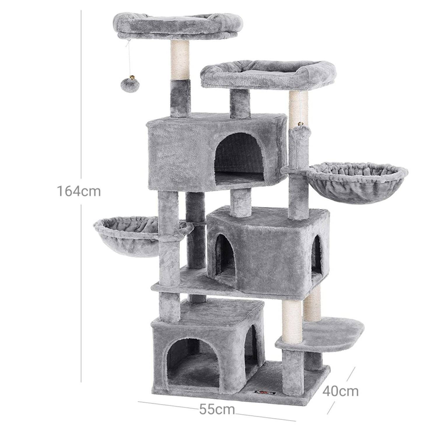 Grand arbre à chat avec 3 niches 164 cm de hauteur gris clair - Image 2