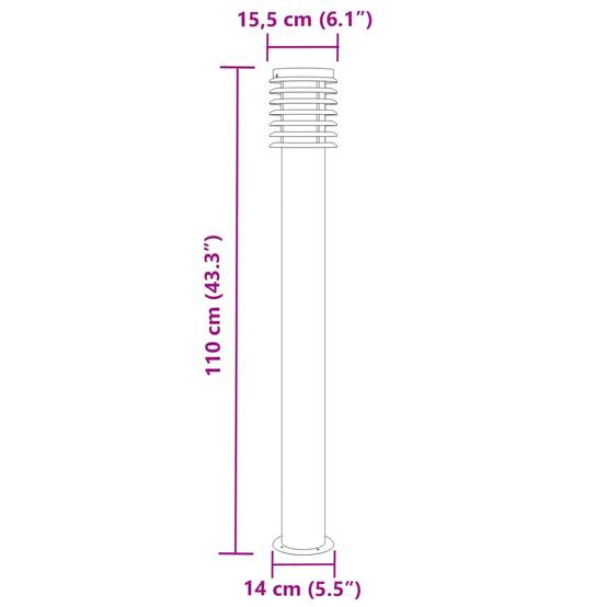 Lampadaire de jardin - Lampadaire d'extérieur noir 110 cm acier inoxydable - Image 7